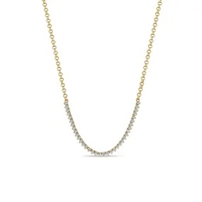 14k Diamond Tennis Segment Rolo Chain Necklace