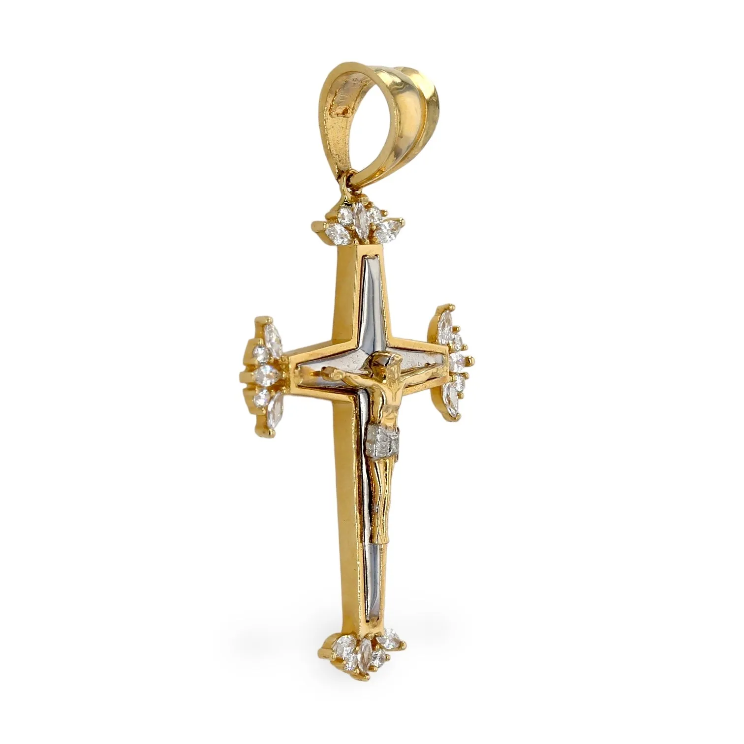 14K two tones gold modern cross-226127