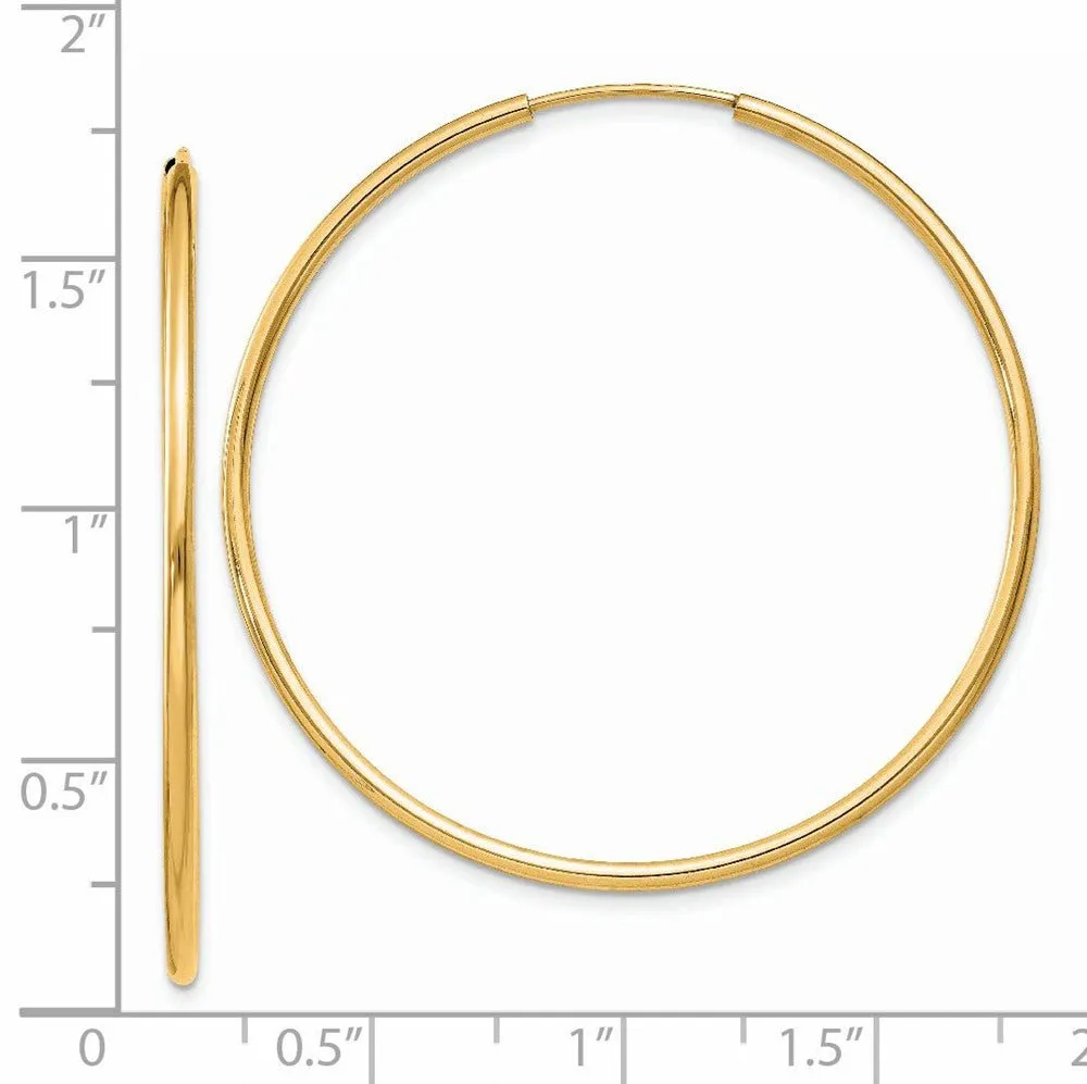 1.5mm x 42mm 14k Yellow Gold Polished Round Endless Hoop Earrings