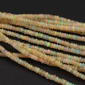 16 Inches Ethiopian Opal Beads Rondelle Graduating 3mm 4mm AAA Super Flashy Fiery Rainbow Yellow Opal Smooth Rondelle Beads 16" Strand