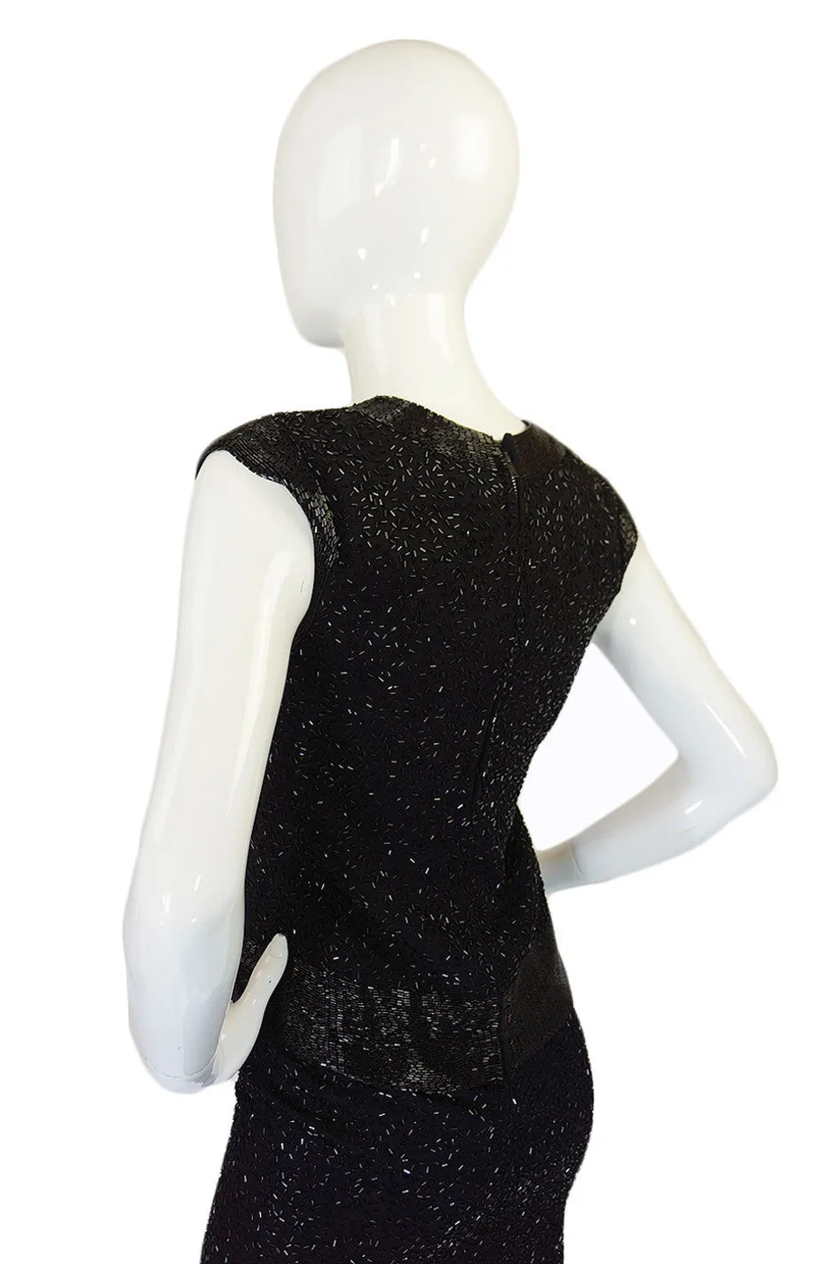 1950s Heavily Beaded Amelia Gray Dress