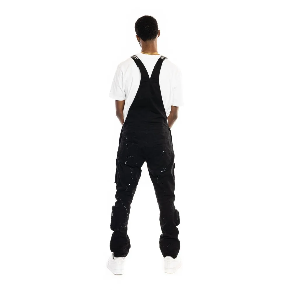 3D Pocket Utility Fashion Overalls - Black