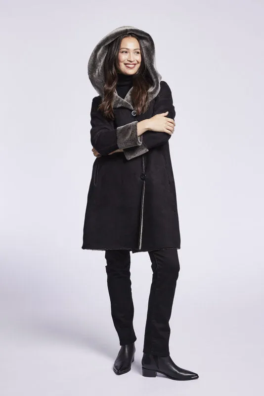 #4284 Shearling coat with convertible collar