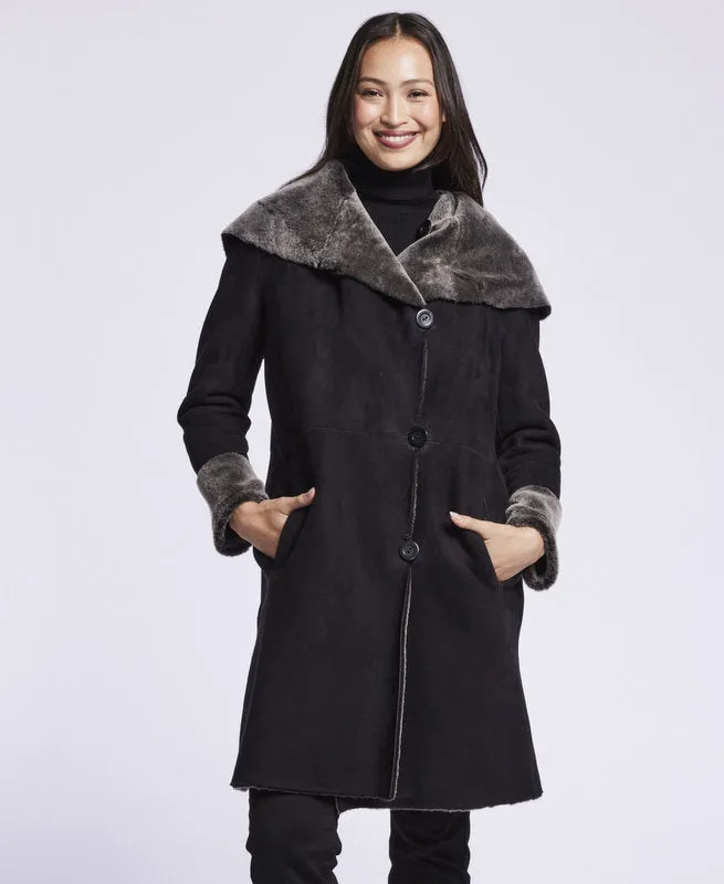 #4284 Shearling coat with convertible collar