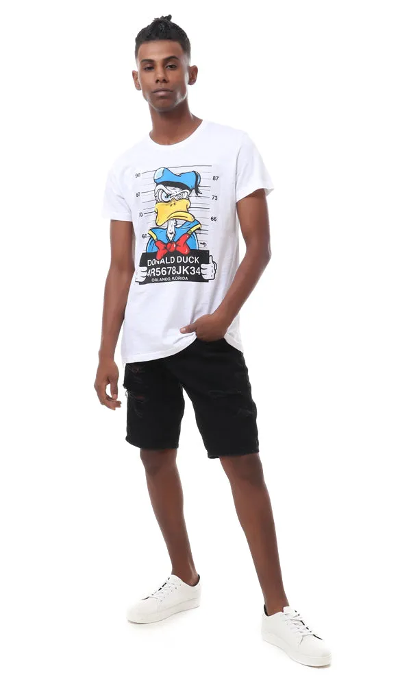 57495 Printed " Donald Duck" Summer T-Shirt - White