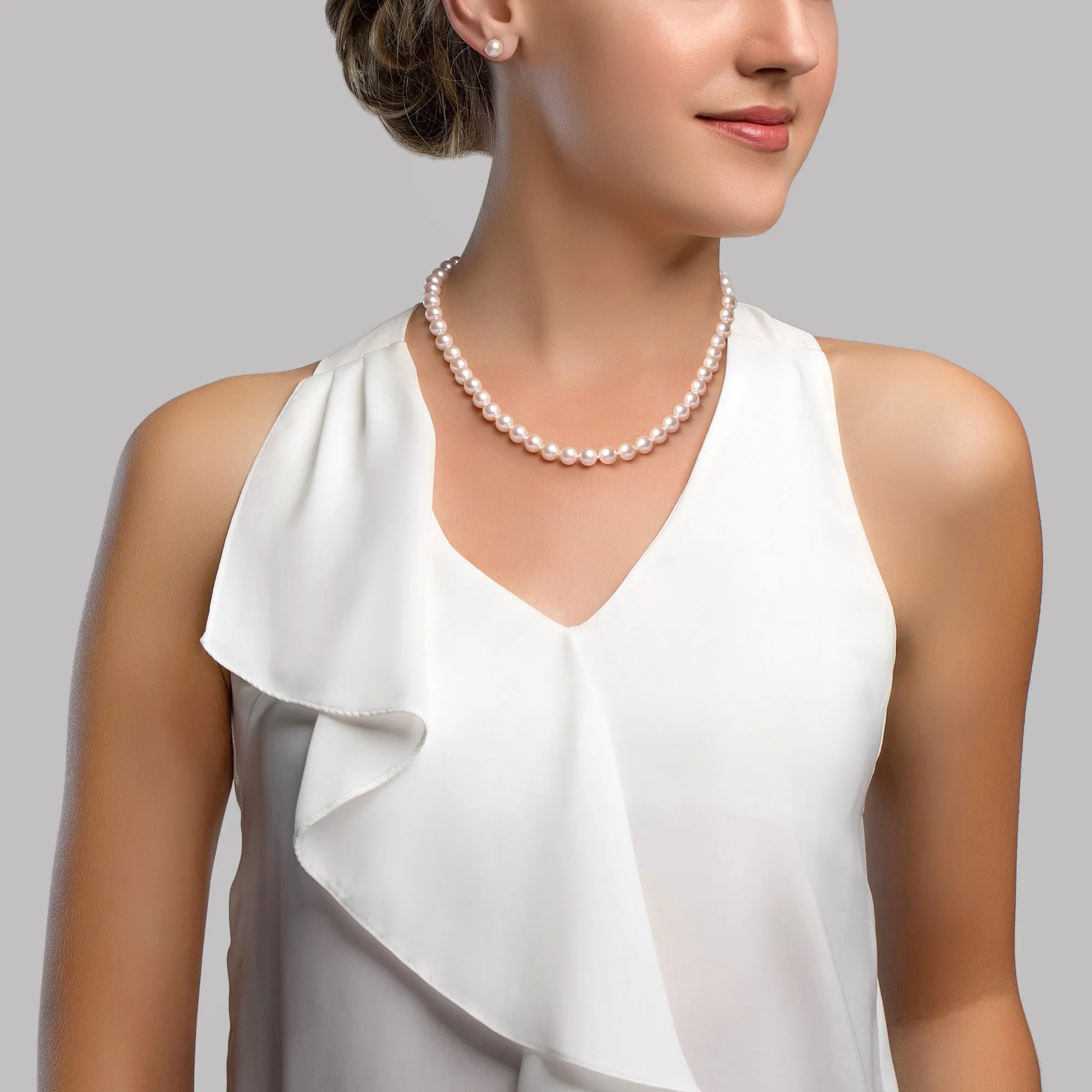 7.0-7.5mm Freshwater Pearl Necklace & Earrings