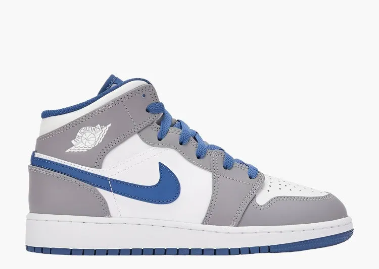 Air Jordan 1 Mid 'True Blue Cement' GS