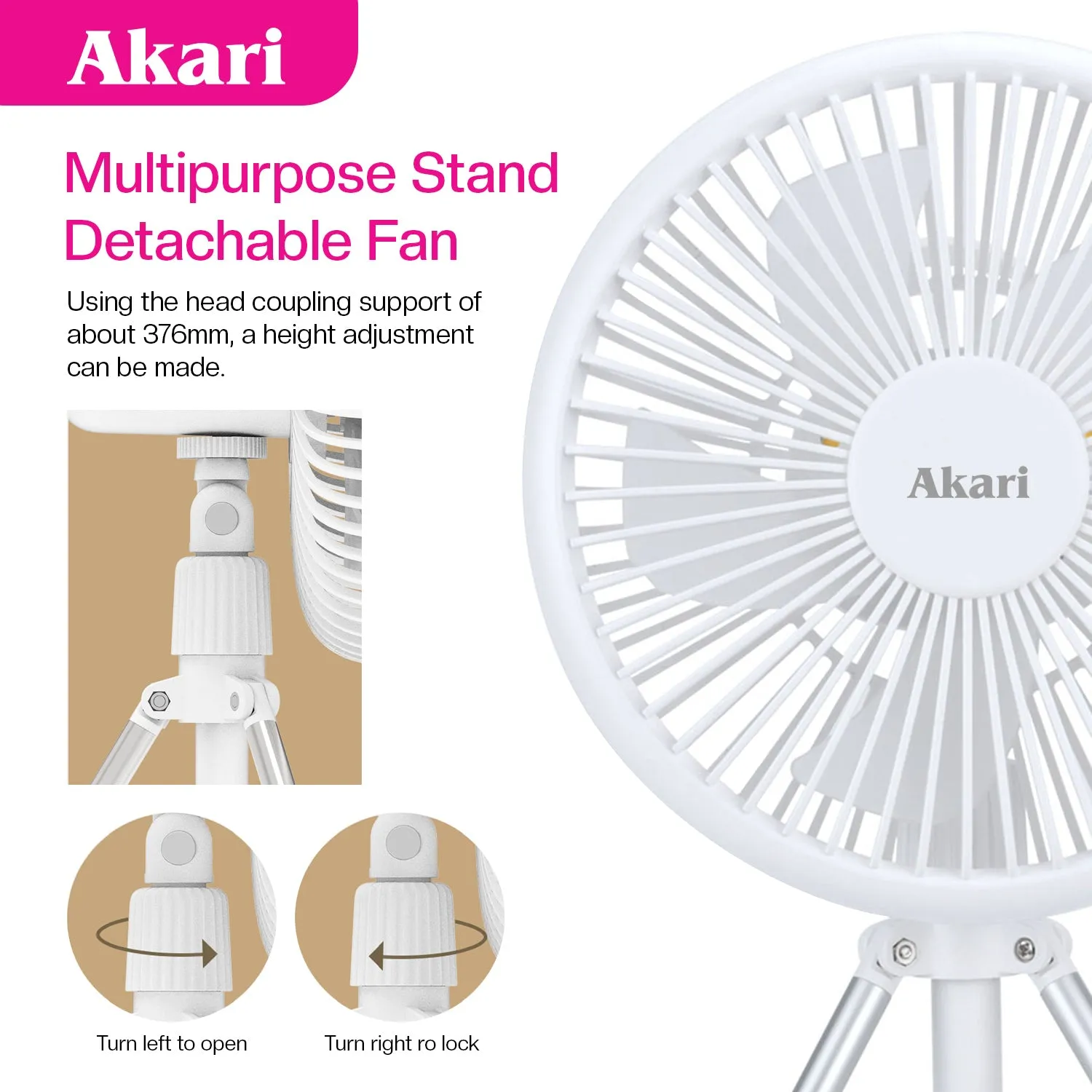 Akari Rechargeable Tripod Fan (ARF-139)