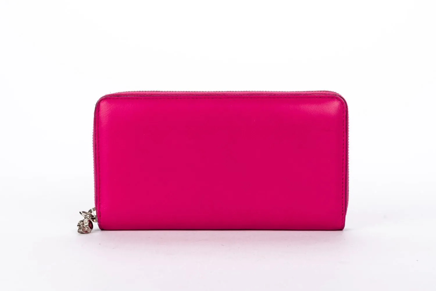 Alexander McQueen Fuchsia Nappa Leather Zippy Wallet with Box