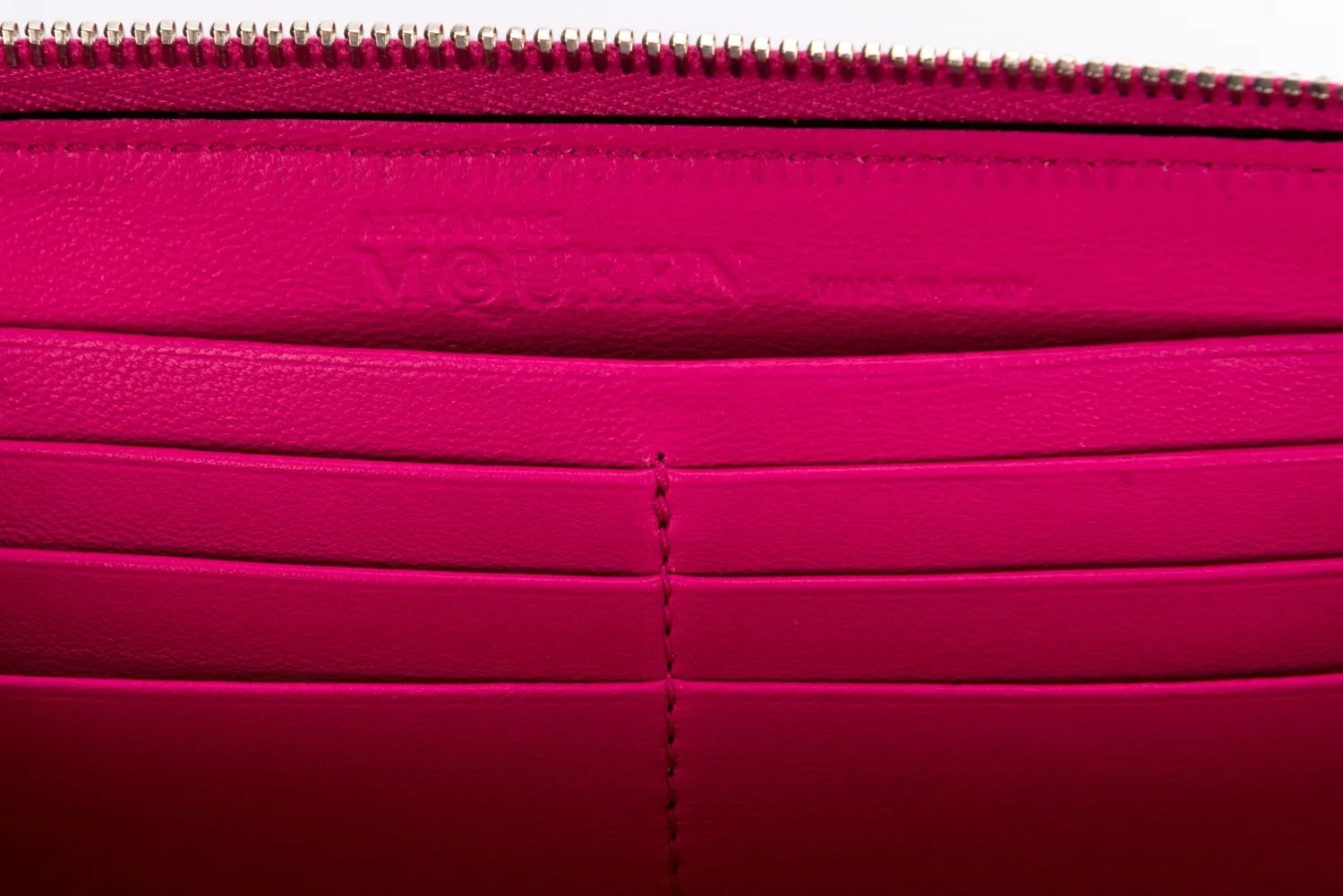 Alexander McQueen Fuchsia Nappa Leather Zippy Wallet with Box