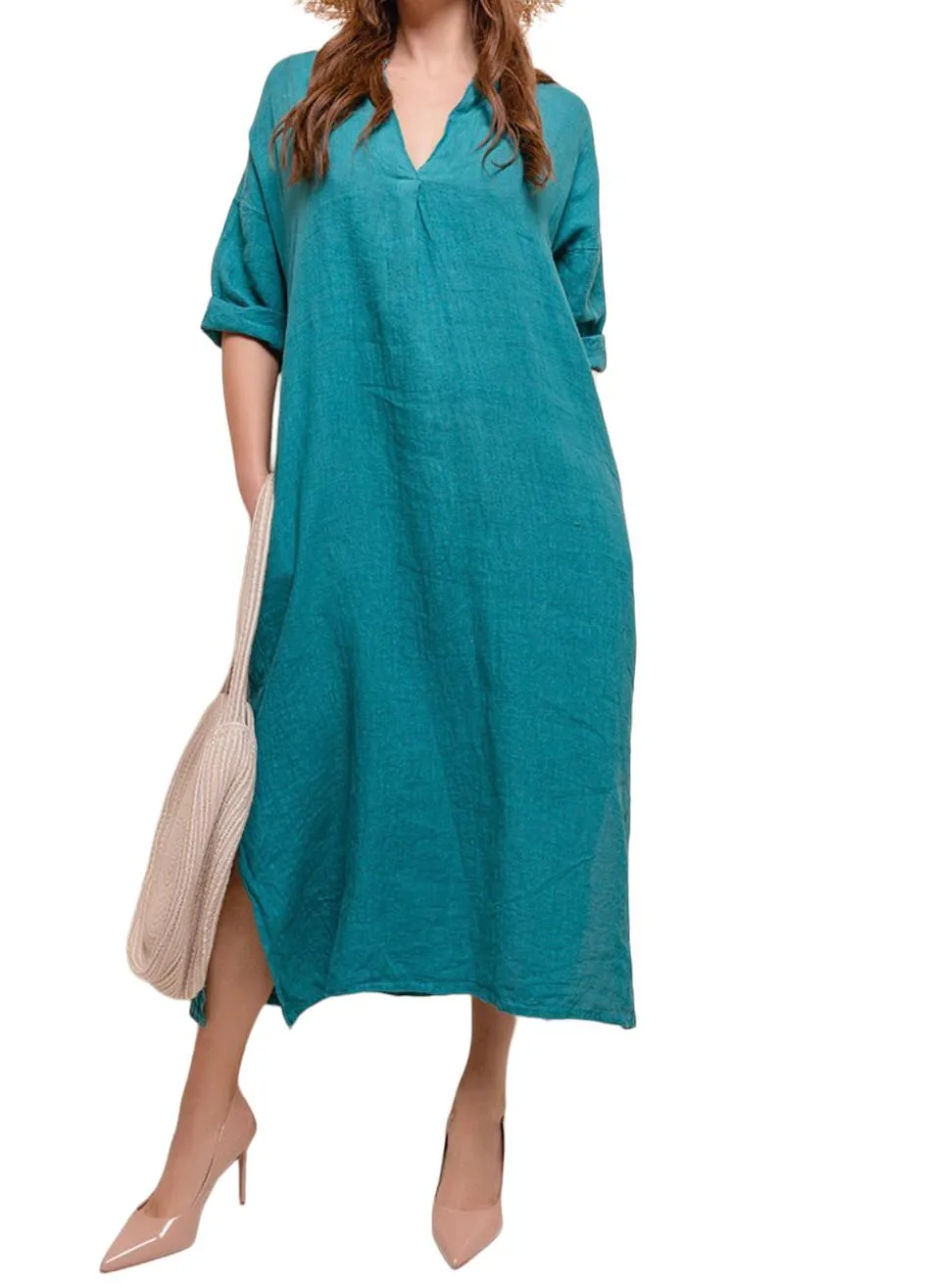 Anne   Kate Italian Ragusa Linen Midi Dress