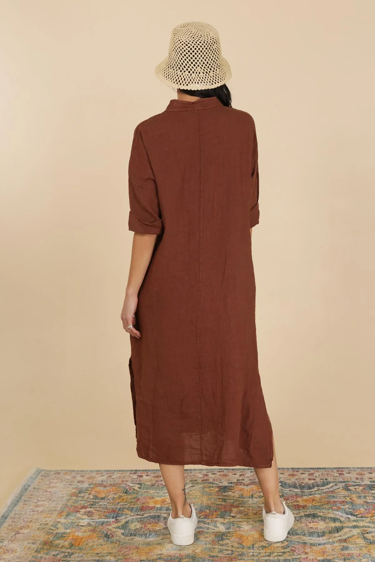 Anne   Kate Italian Ragusa Linen Midi Dress