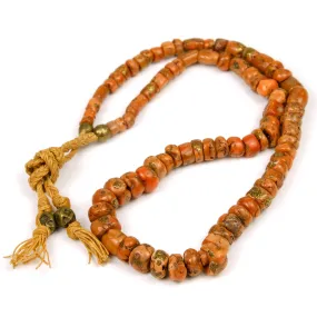 Antique Coral with Brass Inlaid Strand From Nepal #1