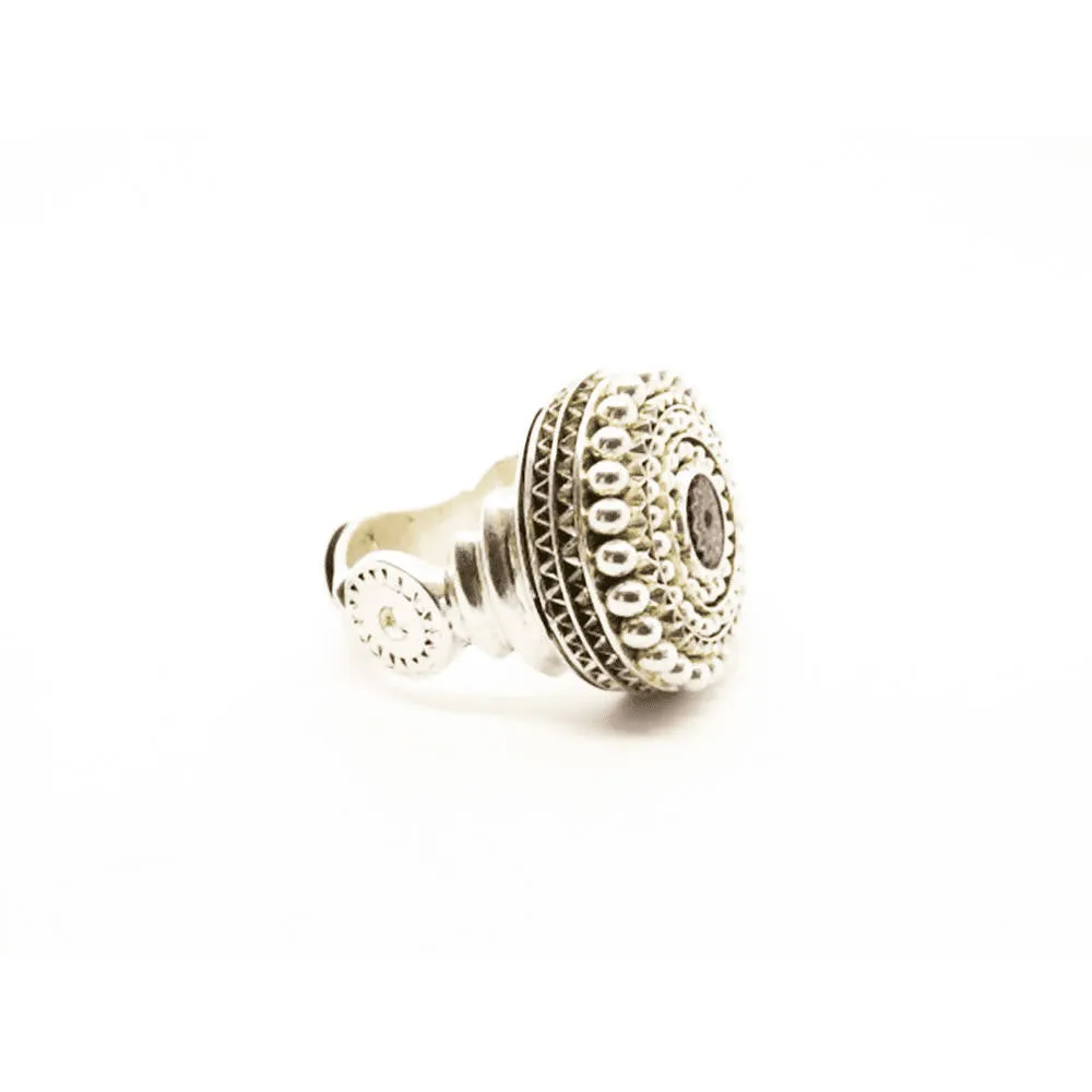 Artisan Tuareg Silver Ring Chevron Bead