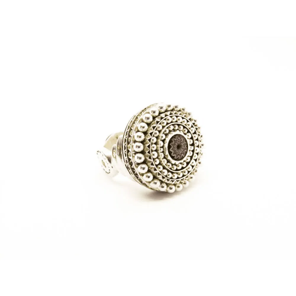 Artisan Tuareg Silver Ring Chevron Bead