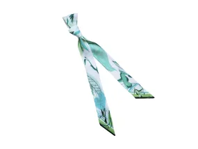 Banderole - Silk Ribbon Scarf - Bird Foliage White/Green