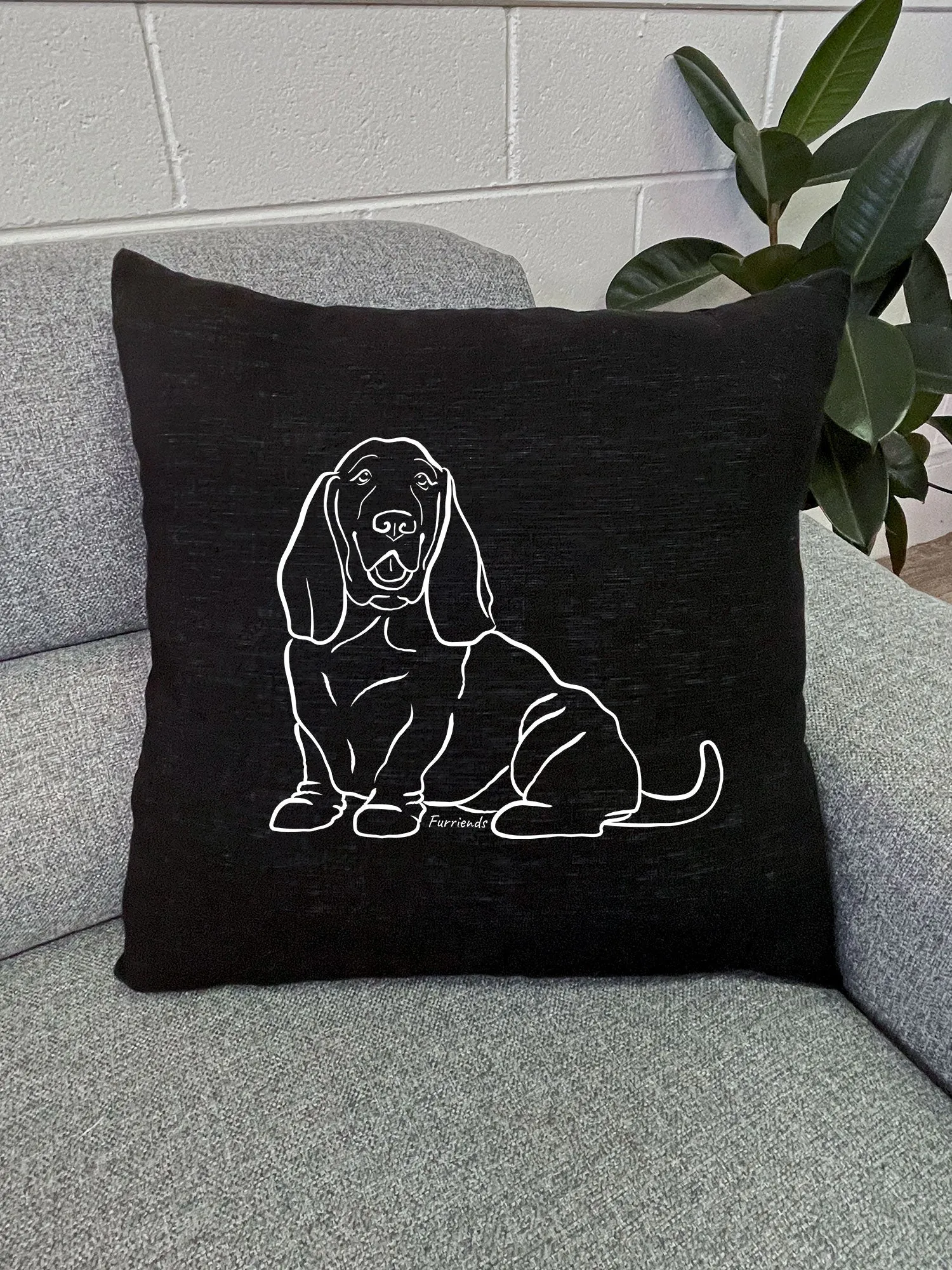 Basset Hound Linen Cushion Cover