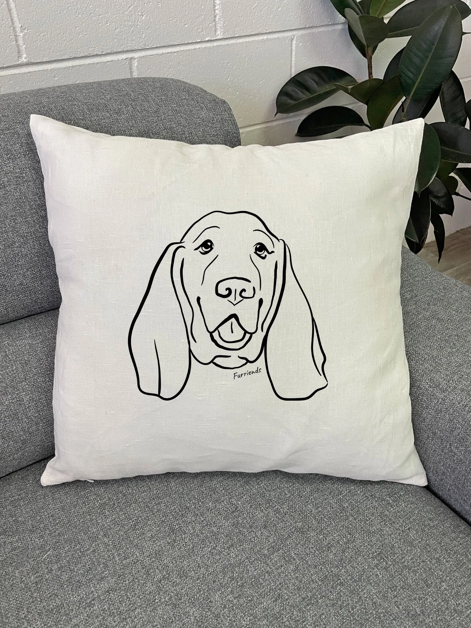 Basset Hound Linen Cushion Cover