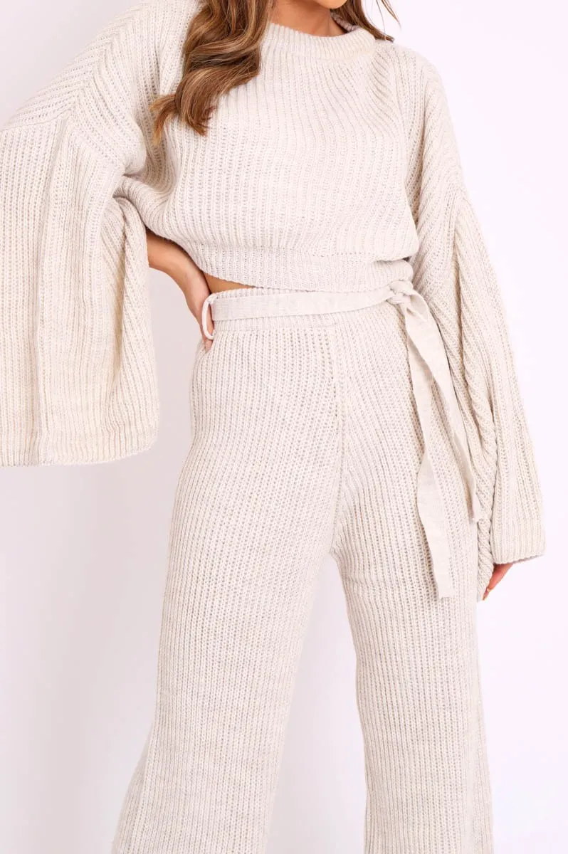 Beige Chunky Knit Loungewear Set - Harper