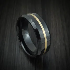 Black Ceramic and 14K Gold Men's Ring Custom Made