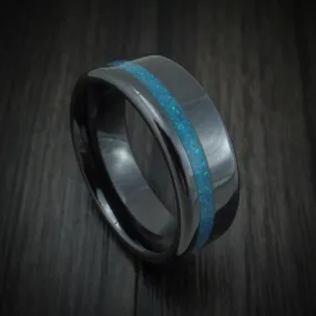 Black Ceramic and Opal Men's Ring Custom Made