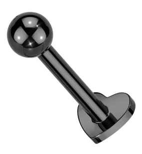 Black PVD Heart Ball End Internally Threaded Titanium Labret