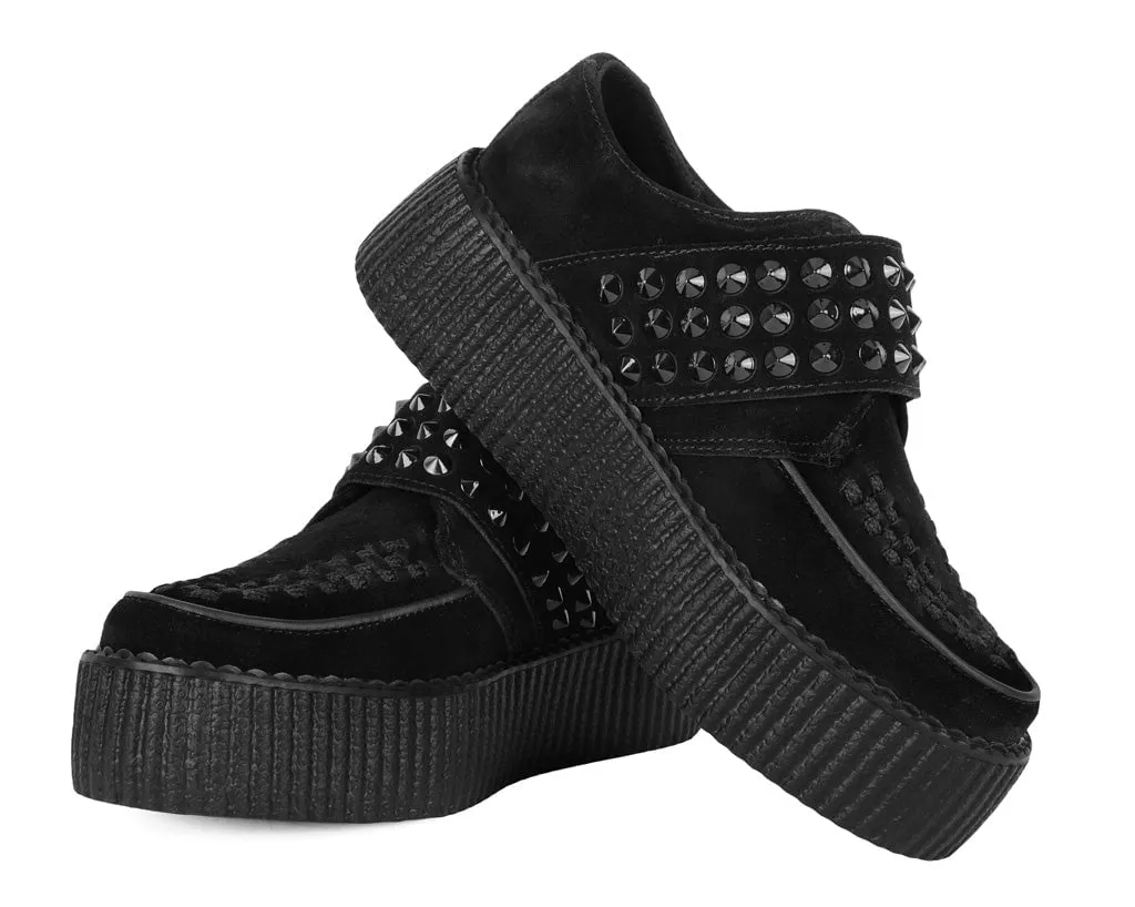 Black Suede Studded Strap Viva Mondo Creeper