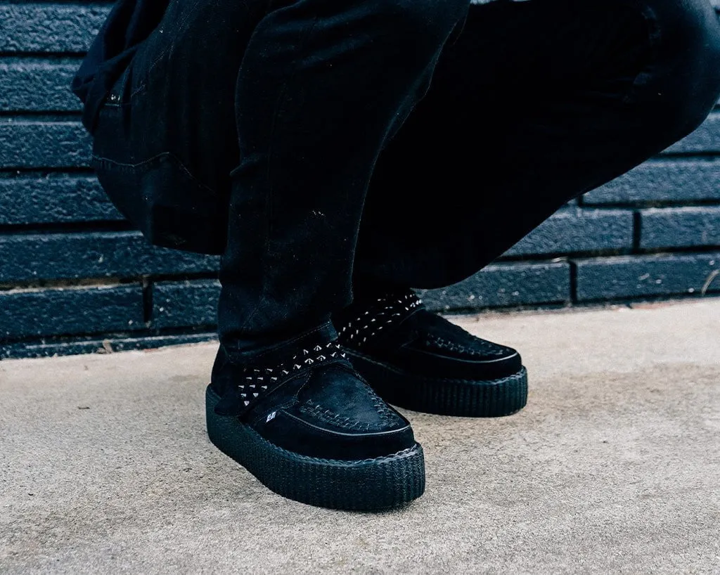 Black Suede Studded Strap Viva Mondo Creeper