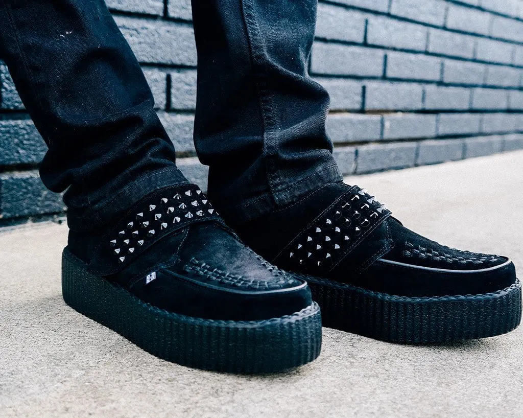 Black Suede Studded Strap Viva Mondo Creeper