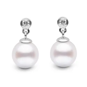 Brilliant Collection White Freshadama 7.5-8.0 mm Pearl & Diamond Earrings