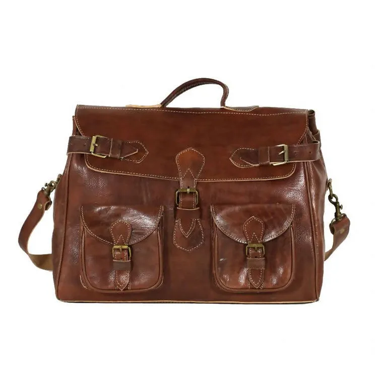 Brown leather travel bag