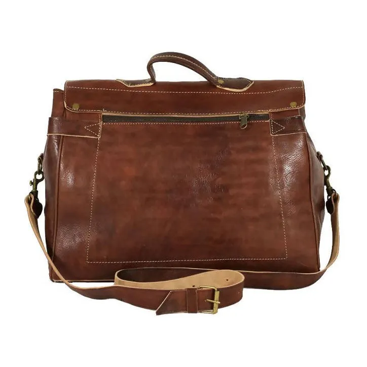 Brown leather travel bag