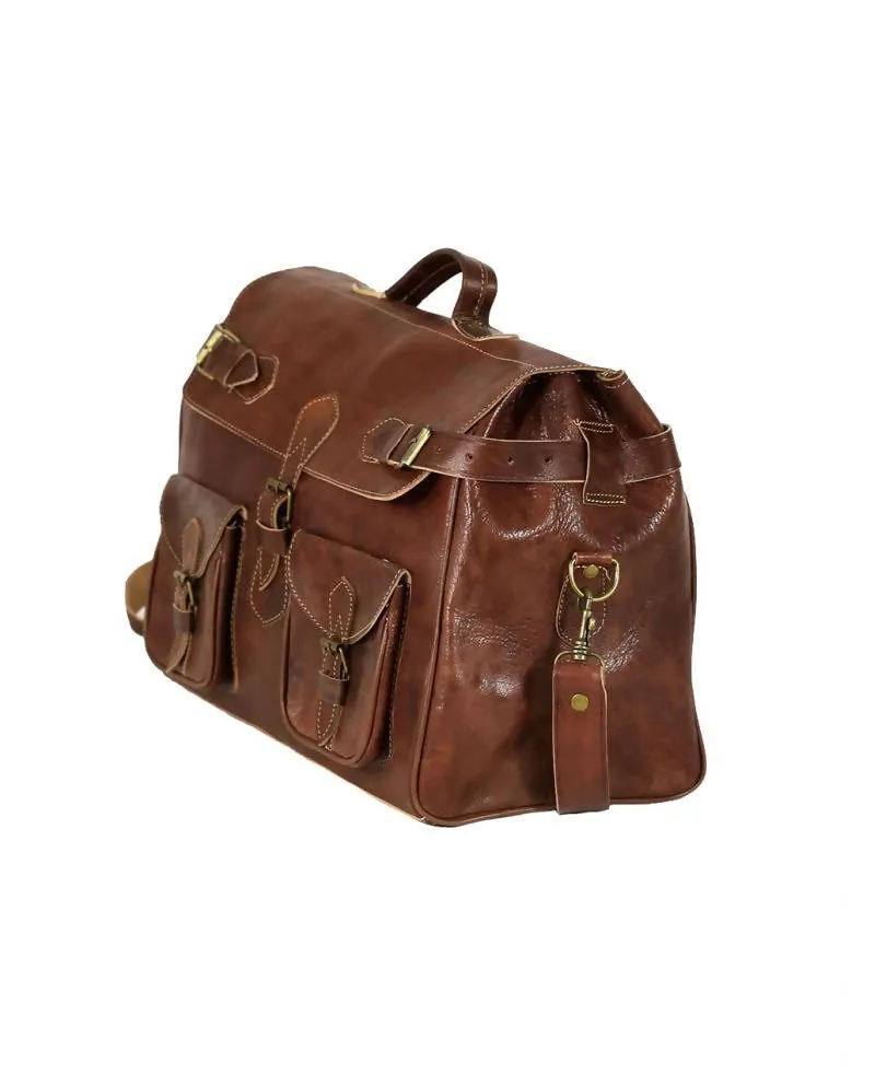 Brown leather travel bag