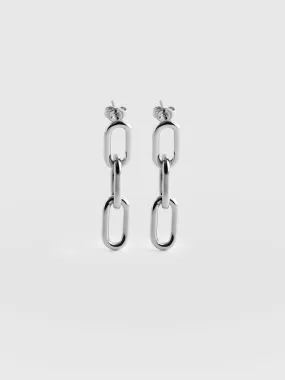 Cable Chain Drop Earrings - Silver