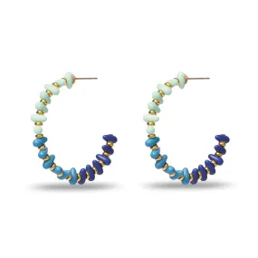 Candy Beaded Large Hoop Earrings ~ Ocean Cove