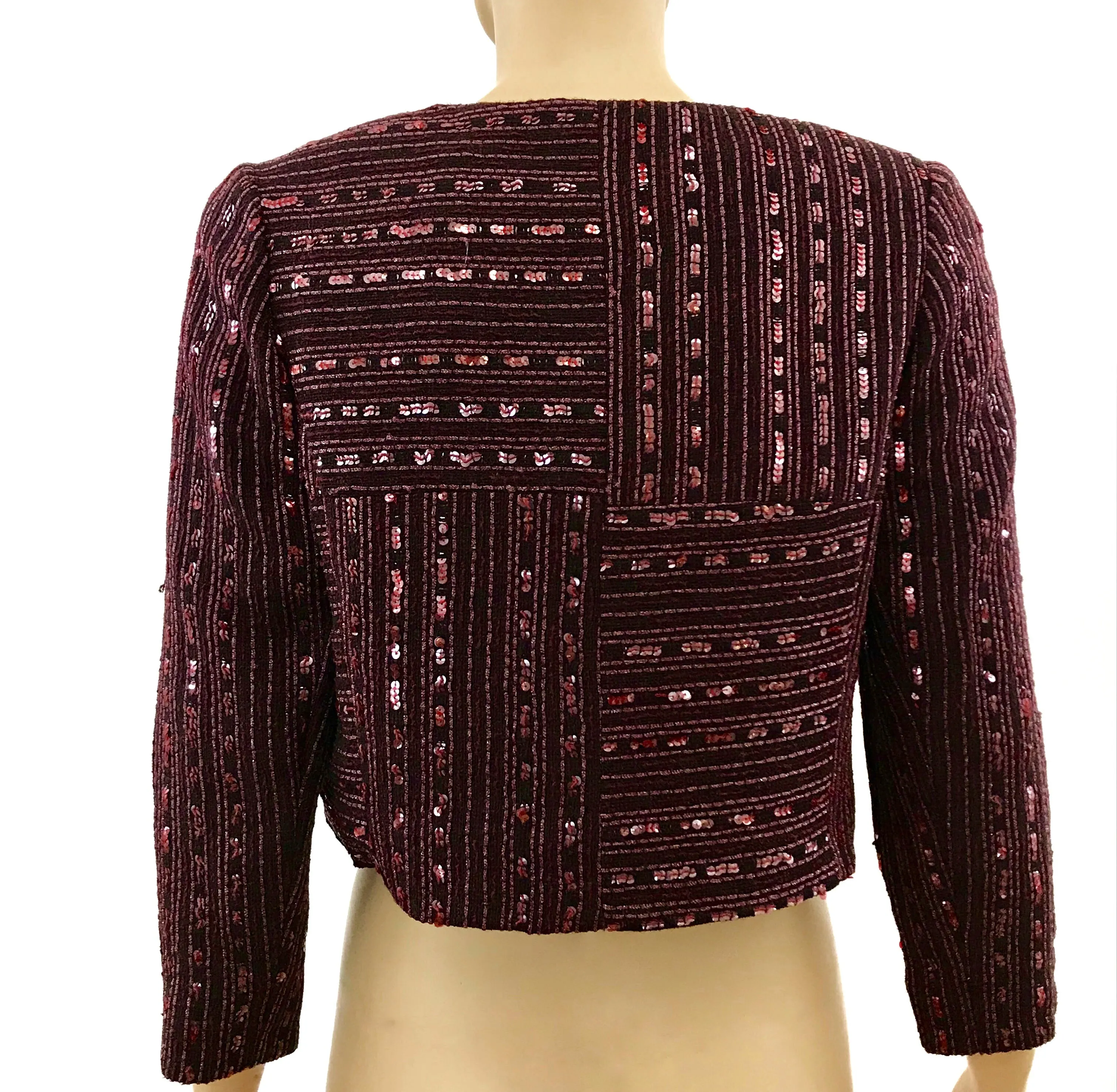 Chanel 00C Maroon Sequined Short Jacket Size US10 | FR40