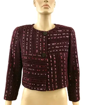 Chanel 00C Maroon Sequined Short Jacket Size US10 | FR40