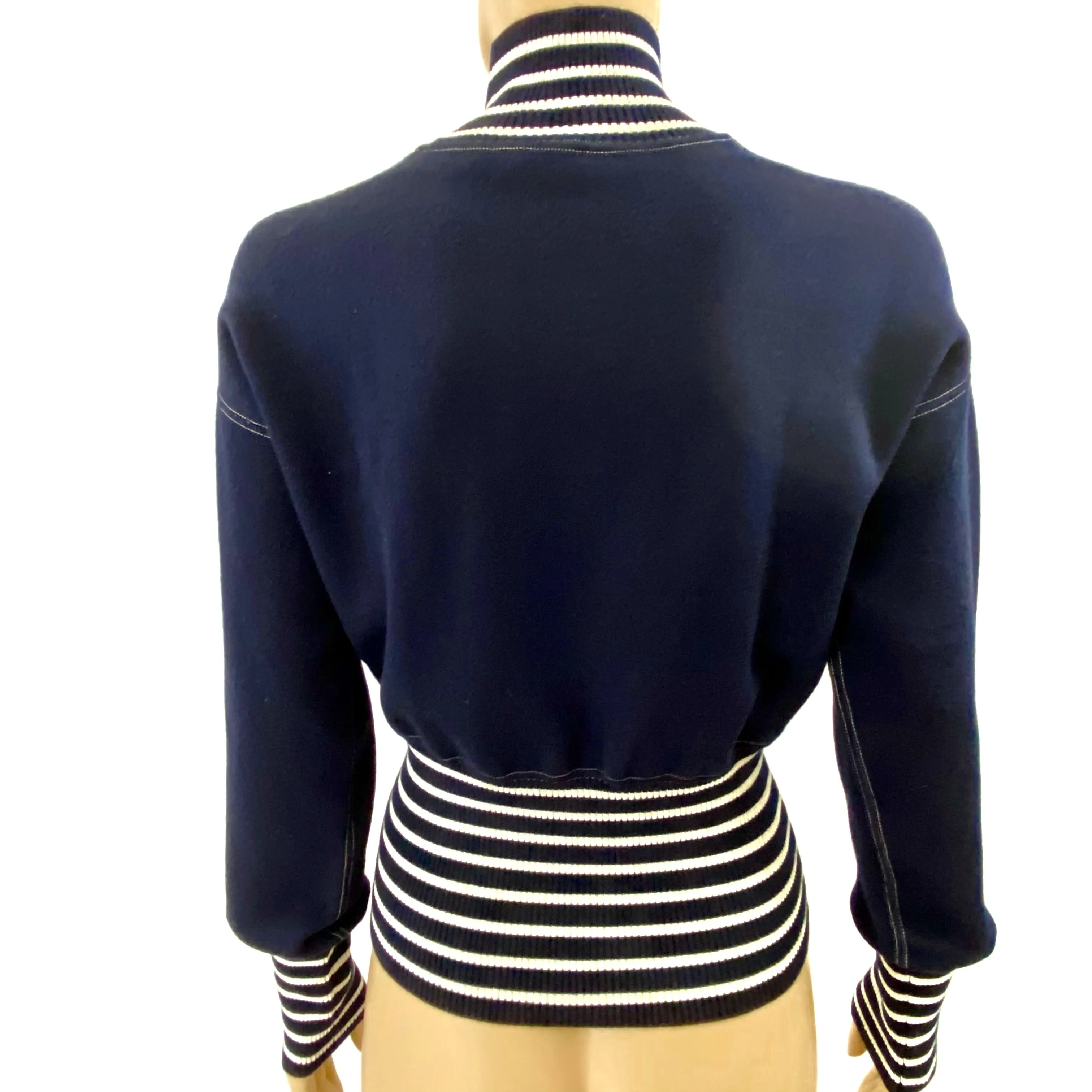 CHANEL 2008 Cruise 08C Navy White Airplane Sweater Size 40 | 6