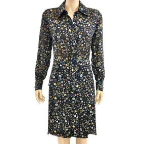 Chanel Silk Button Print 2pc Set Blouse and Skirt