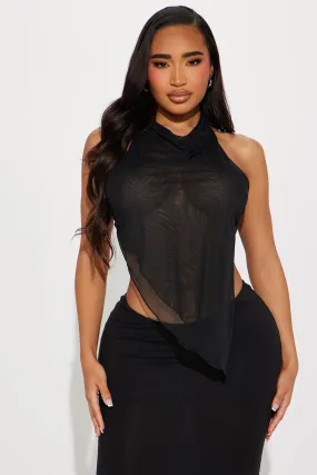 Changed Your Mind Mesh Halter Top - Black