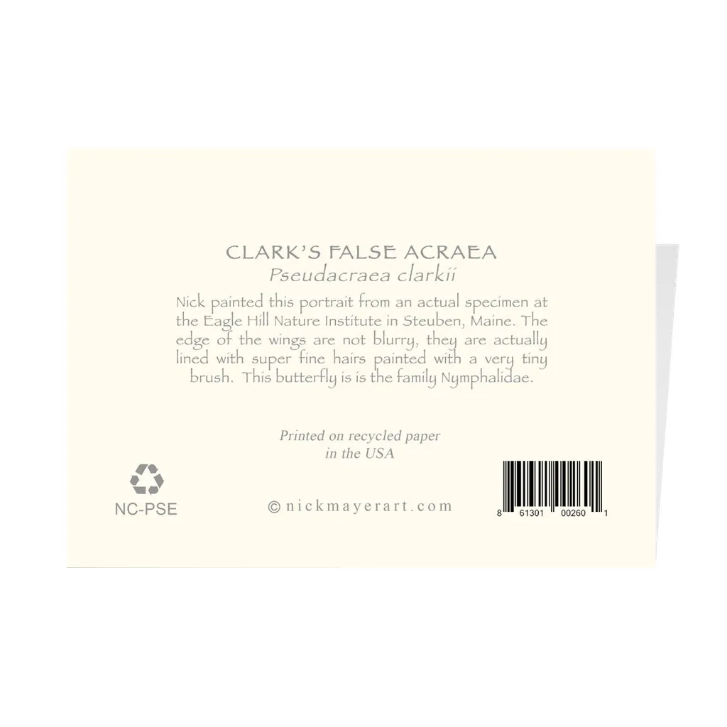 Clark's False Acraea Notecards