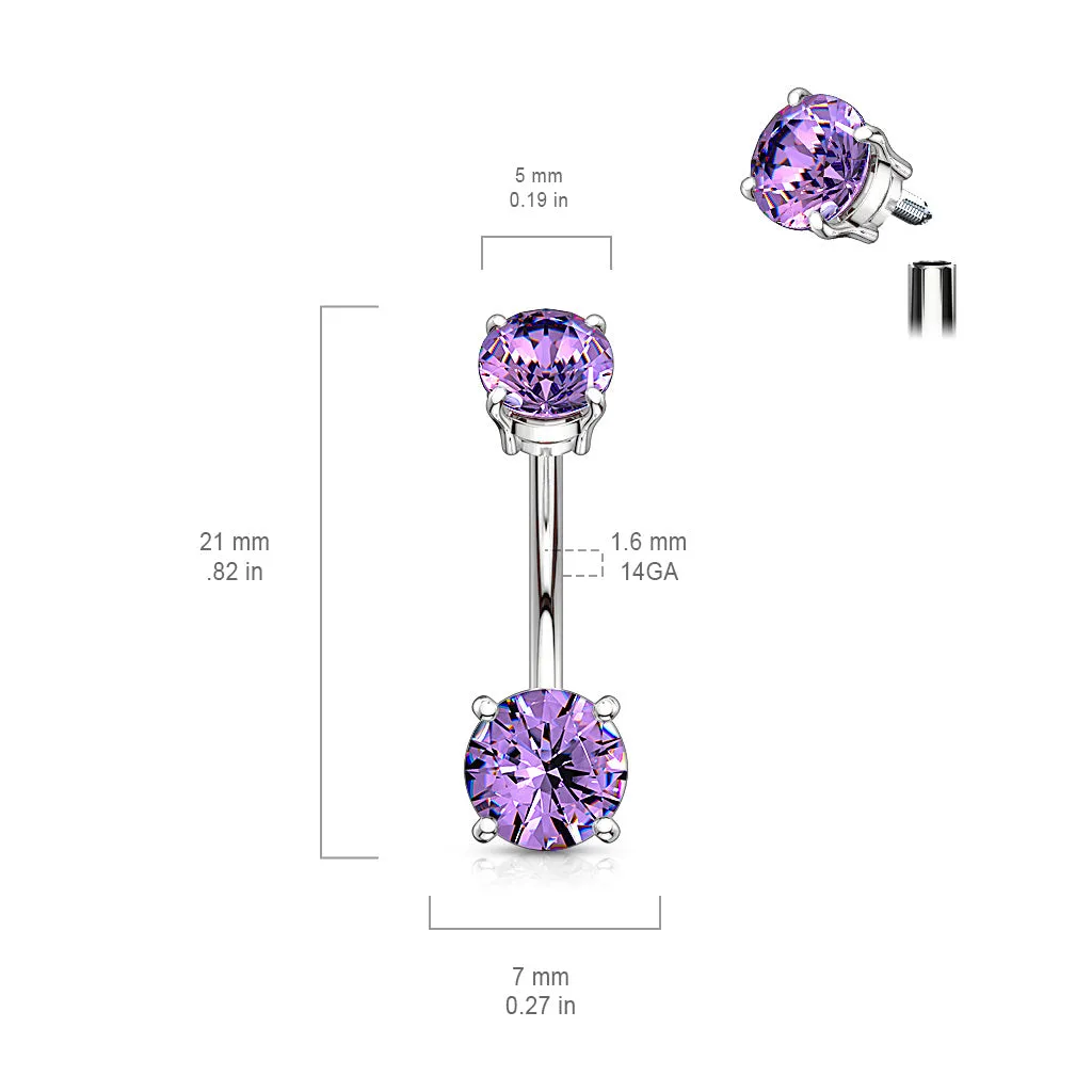 Classic Internally Threaded Gem Belly Bar