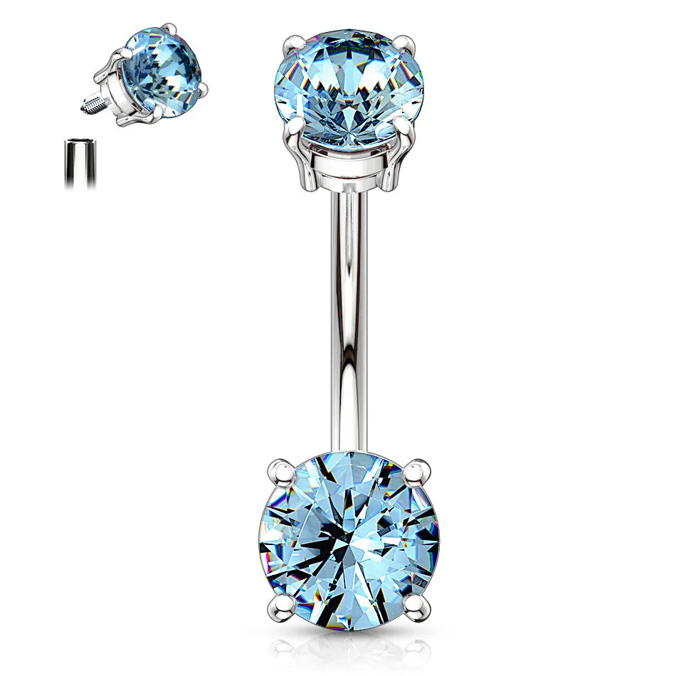 Classic Internally Threaded Gem Belly Bar