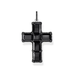 Cross pendant with black zirconia