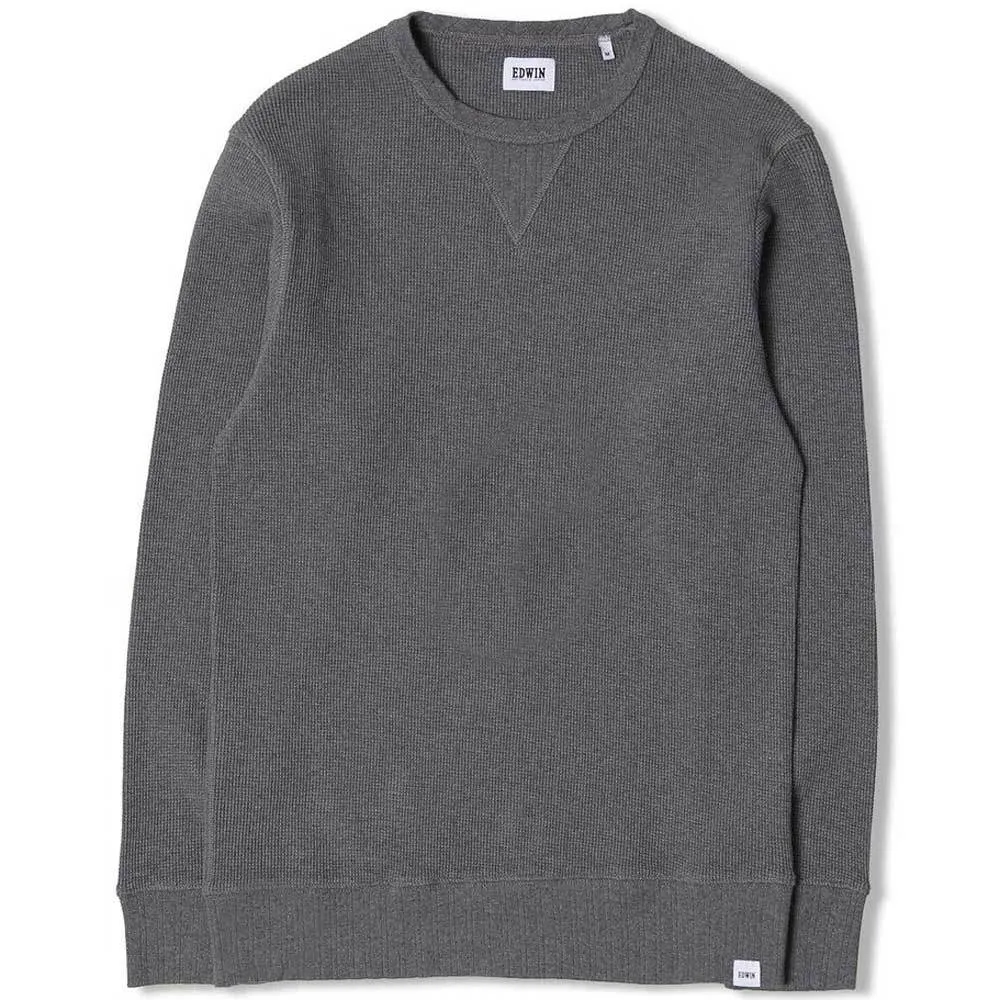 Edwin Waffle Long Sleeve T-Shirt - Dark Grey Heather