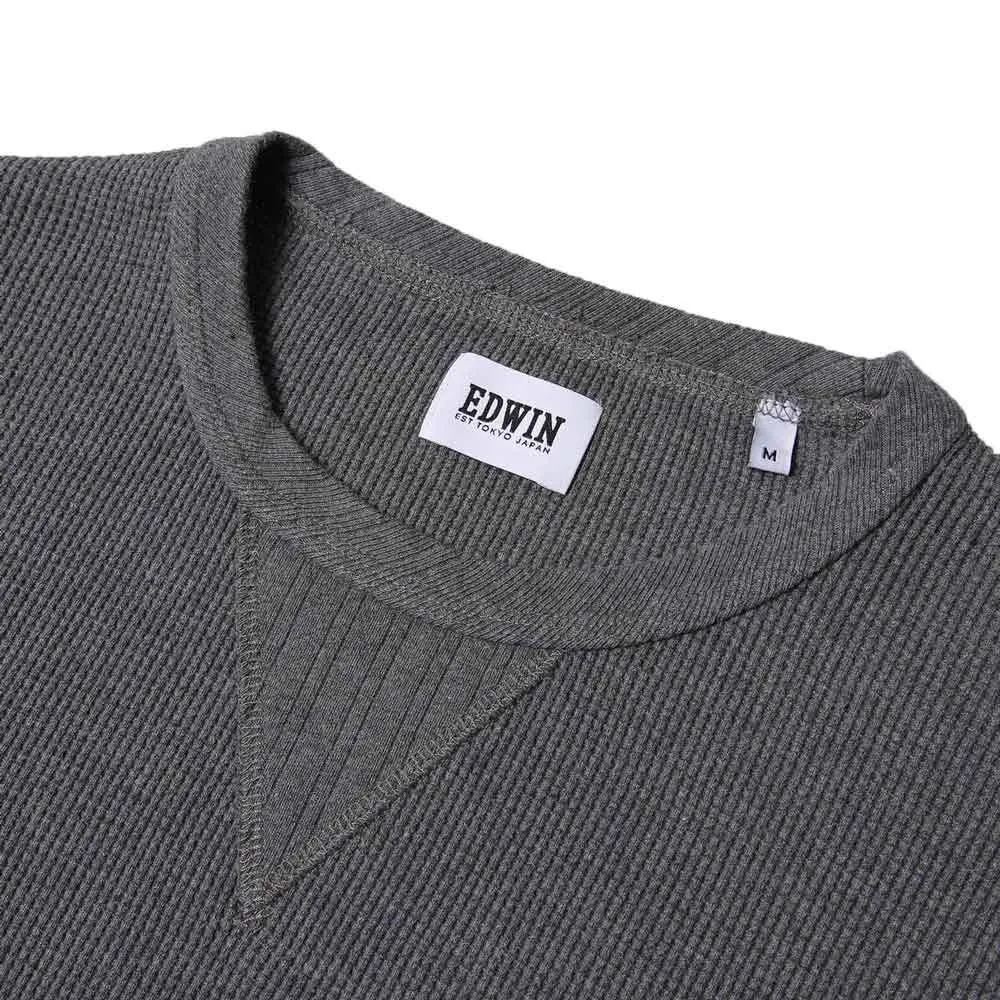 Edwin Waffle Long Sleeve T-Shirt - Dark Grey Heather