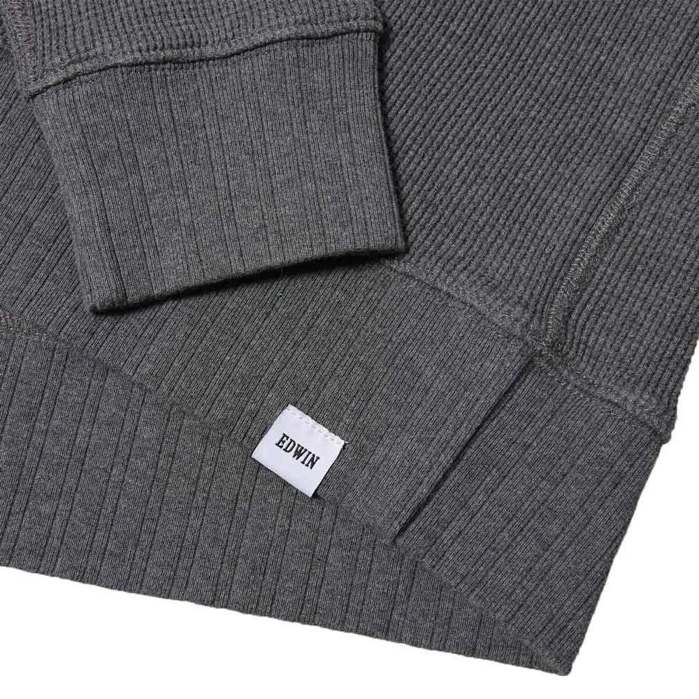 Edwin Waffle Long Sleeve T-Shirt - Dark Grey Heather