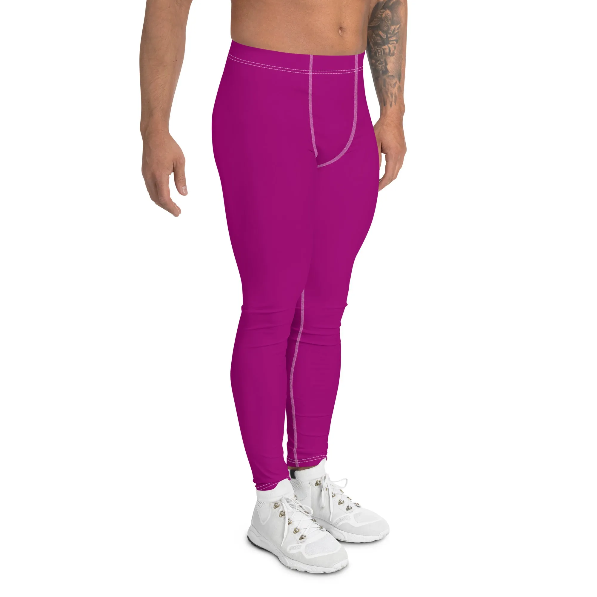 Effortless Active Style: Solid Color Leggings for Him - Vivid Purple