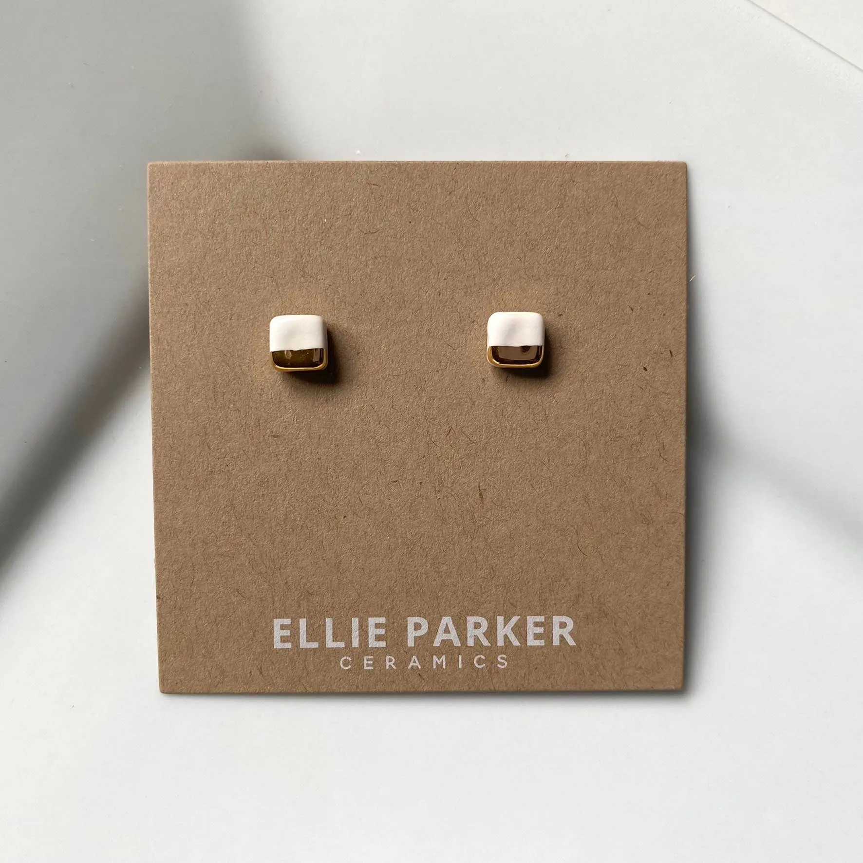 Ellie Parker Ceramics - White Geometric Ceramic Square Earrings