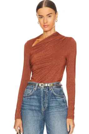 Enza Costa - Lurex Jersey Slash Top - Copper/Rust *FINAL SALE